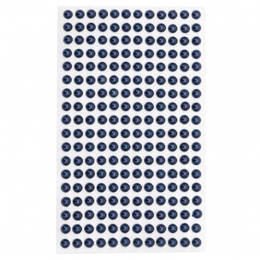 Самозалепващи перли полусфери 6 мм сини тъмно - 216 броя