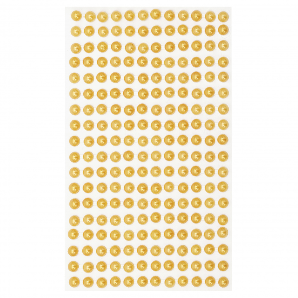 Self-Adhesive Pearl Hemispheres Flatback DIY 6 mm yellow dark - 216 pieces