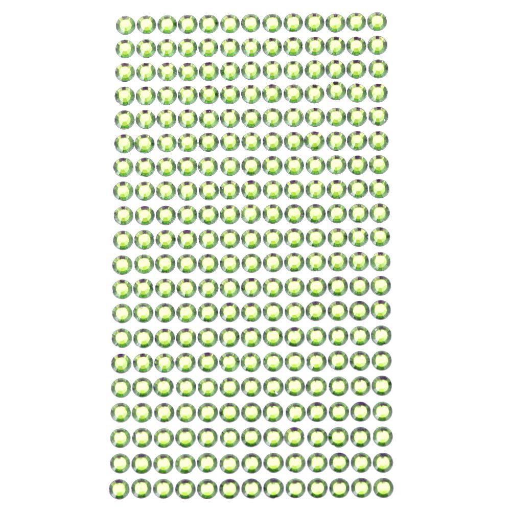 Sheet Self-Adhesive Acrylic Rhinestones Decoration DIY 6 mm color green light -260 pieces
