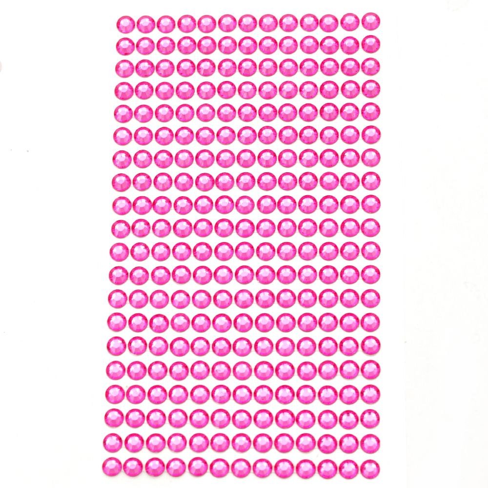 Sheet Self-Adhesive Acrylic Rhinestones Decoration DIY 6 mm color pink -260 pieces