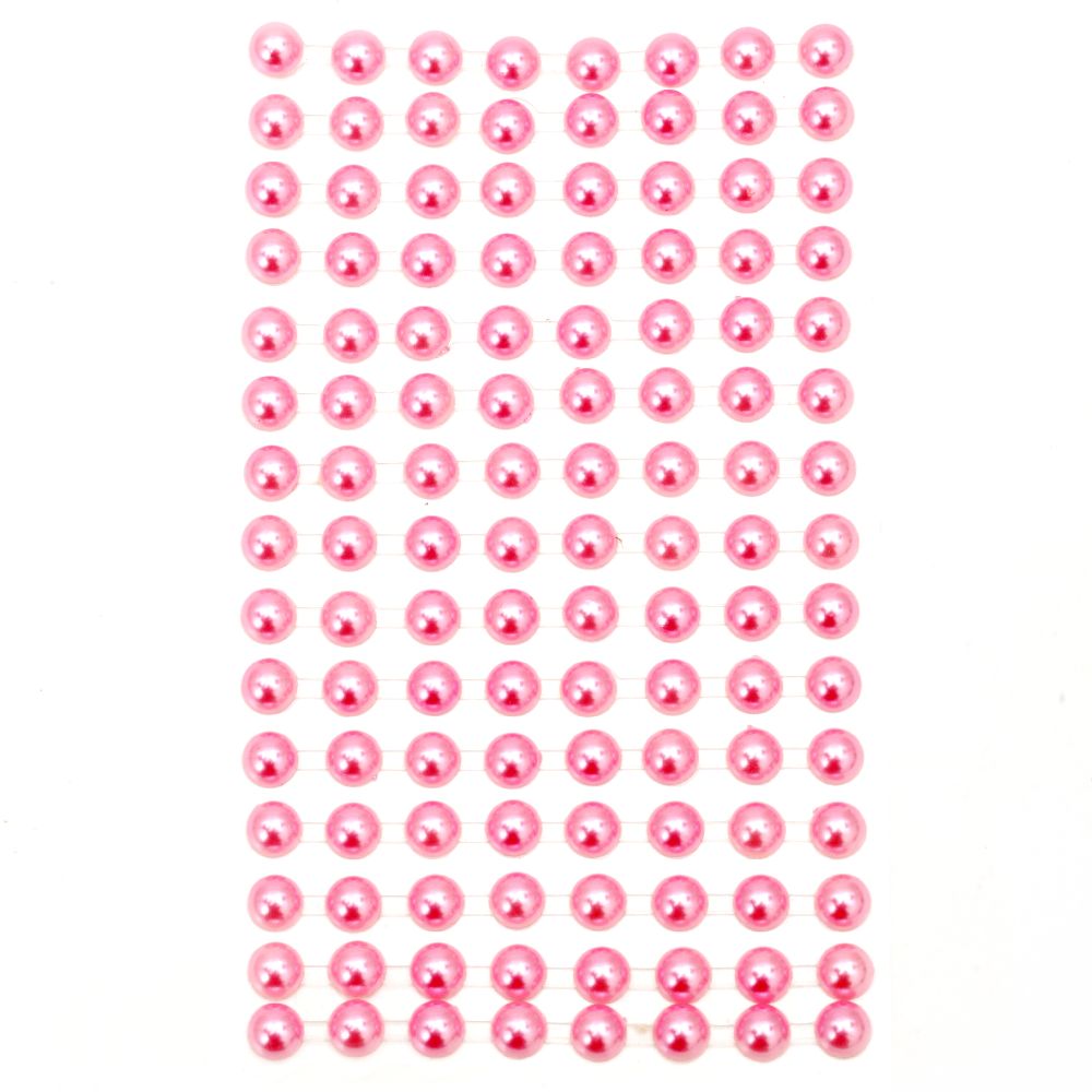 Самозалепващи перли полусфери 8 мм розови тъмни - 207 броя