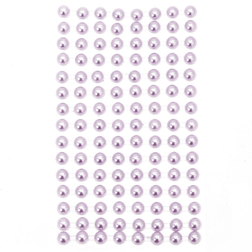 Self-Adhesive Pearl Hemispheres Flatback DIY 8 mm purple light - 207 pieces