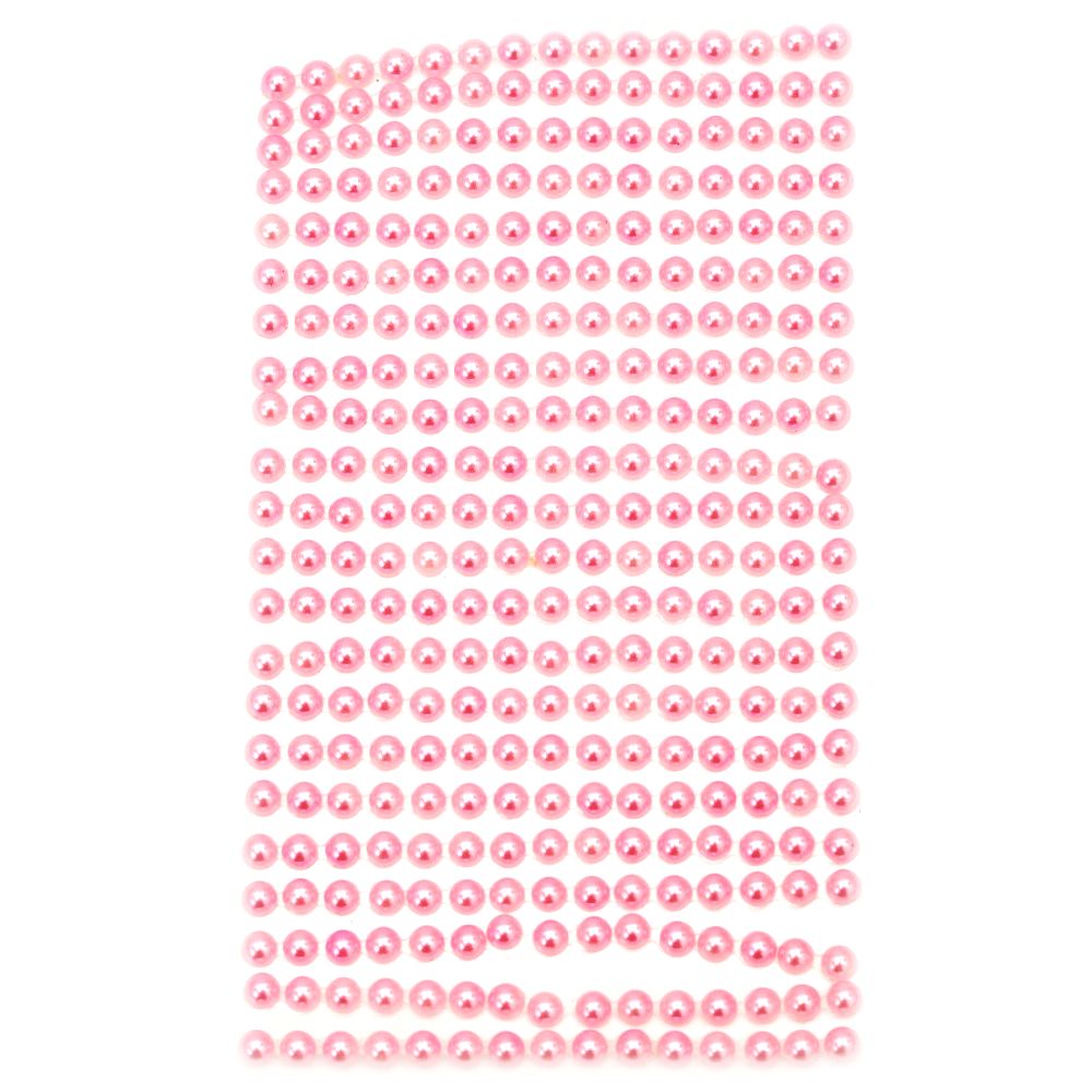 Самозалепващи перли полусфери 5 мм розови светли - 330 броя