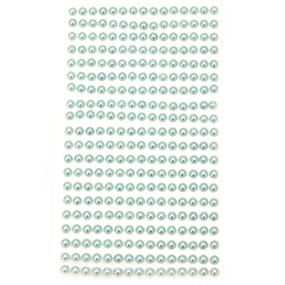 Sheet Self-Adhesive Pearl Hemispheres Flatback DIY 5 mm blue light - 330 pieces
