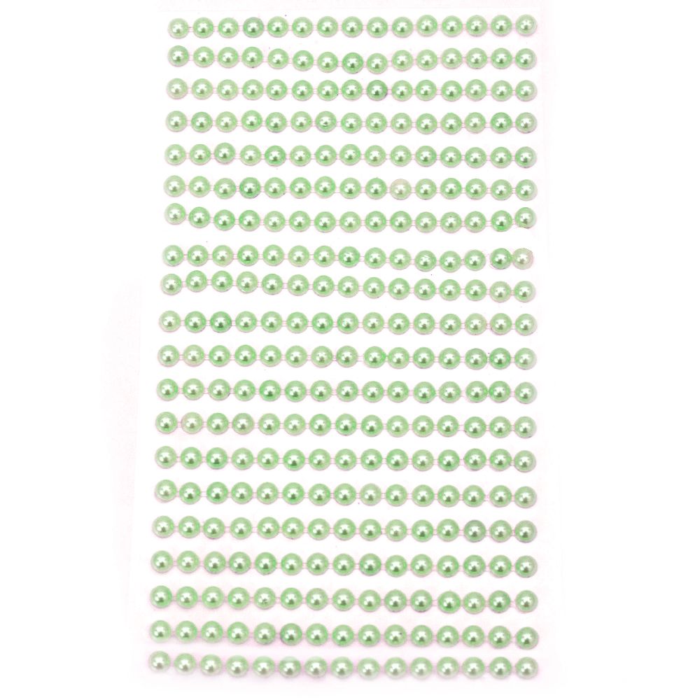 Самозалепващи перли полусфери 5 мм зелени светли - 300 броя