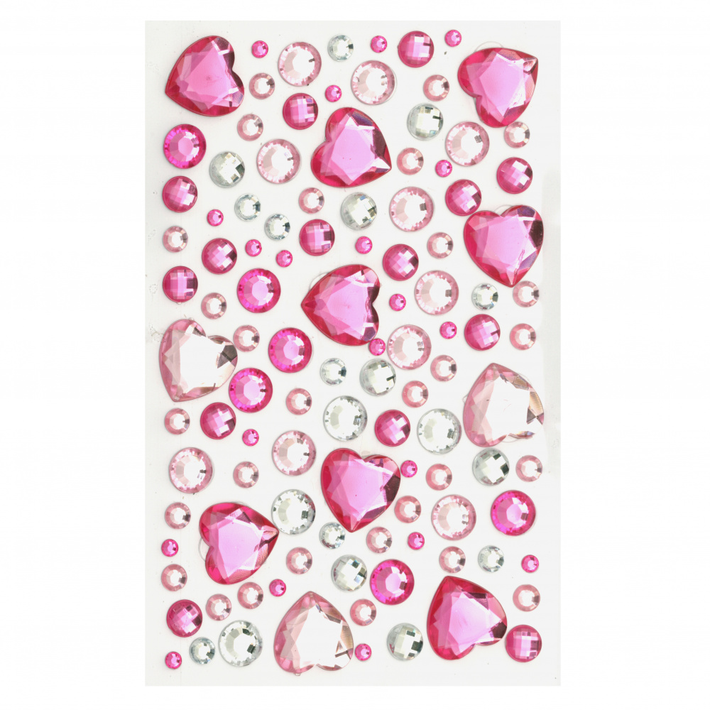 Self-Adhesive Acrylic Rhinestones of different sizes mix color pink and white