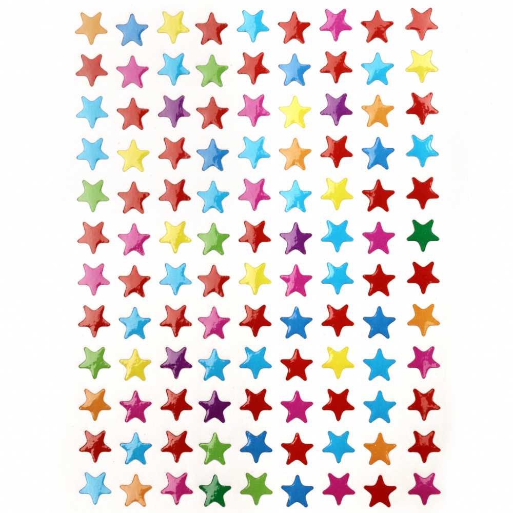 Adhesive stickers 8mm stars mix 10 sheets x 108 pieces