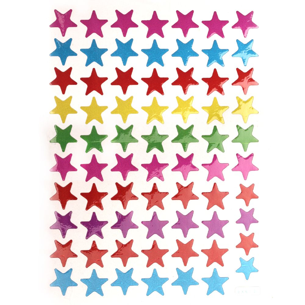 Самозалепващи стикери 11 мм звезди микс 10 листа x 70 броя