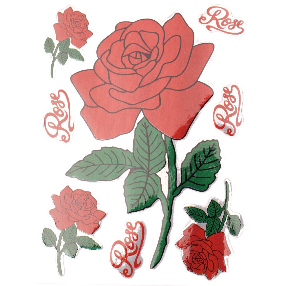Self-adhesive Stickers for Decoration / Roses / 10 Sheets x 4 pieces