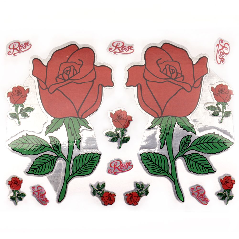 Self-adhesive Stickers for SCRAPBOOK / Roses / 10 Sheets x 9 pieces