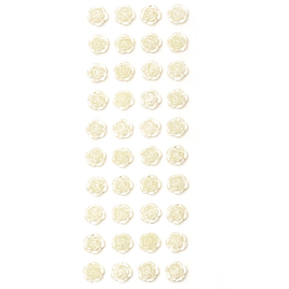 Pietre perle  autoadezive floare  15,5 mm culoare crem -40 bucăți