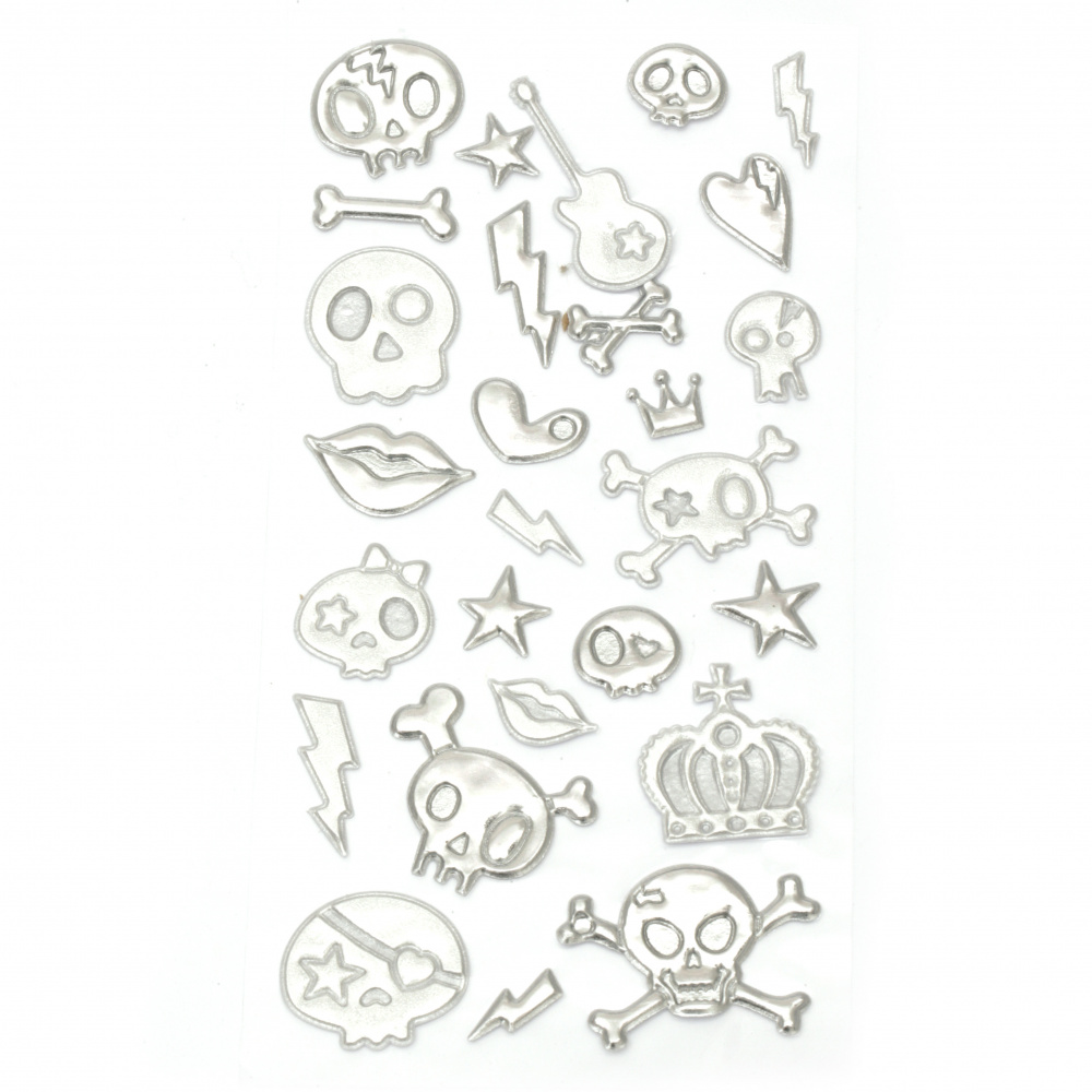 3D adhesive stickers skulls 5 ~ 28x10 ~ 40 mm