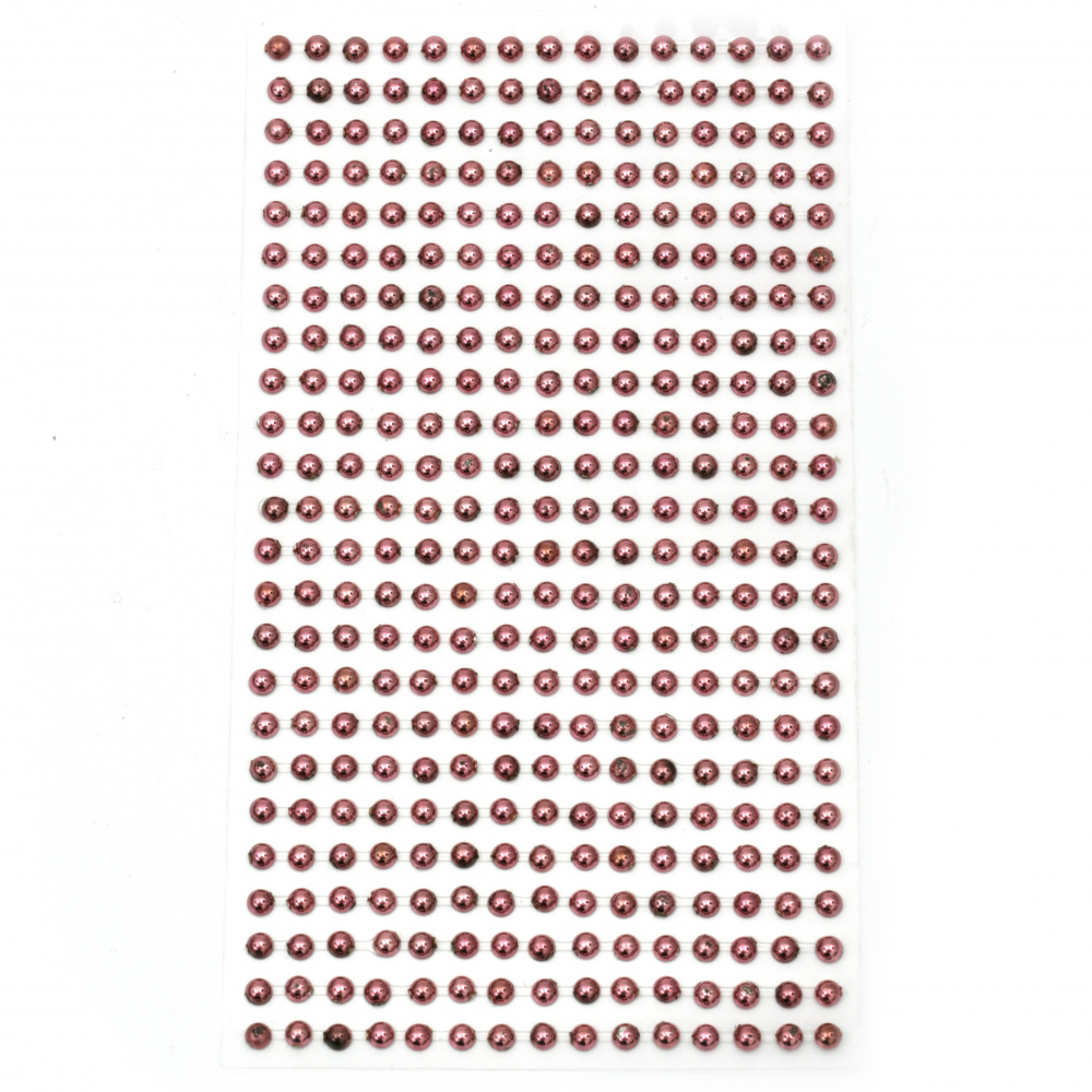 Self-adhesive pearls hemispheres metal 4 mm cyclamen - 360 pieces