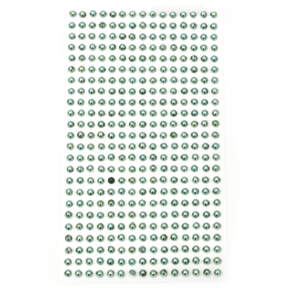 Самозалепващи перли полусфери метализе 4 мм тюркоаз - 360 броя