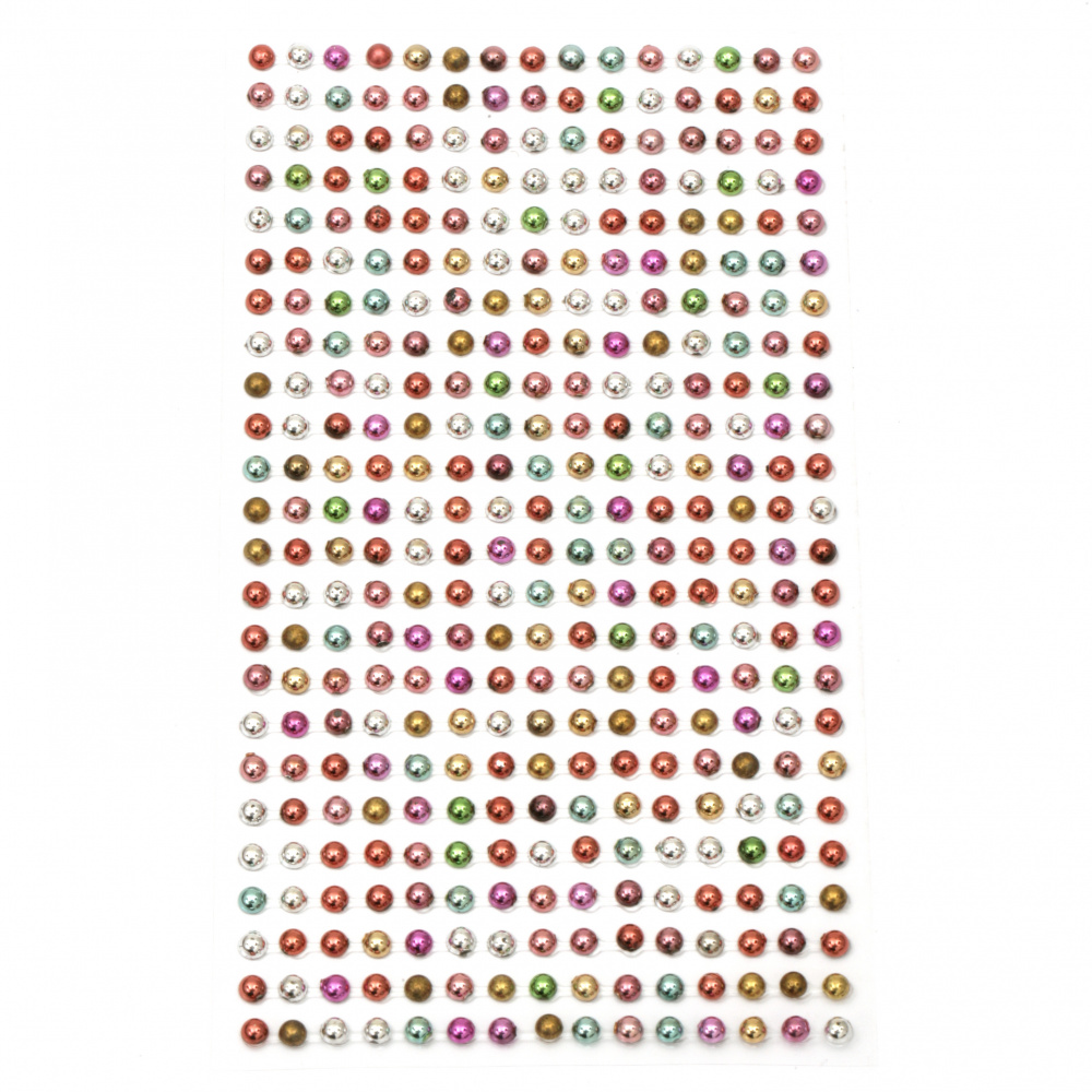 Self-adhesive pearls hemispheres metal 4 mm colored - 360 pieces