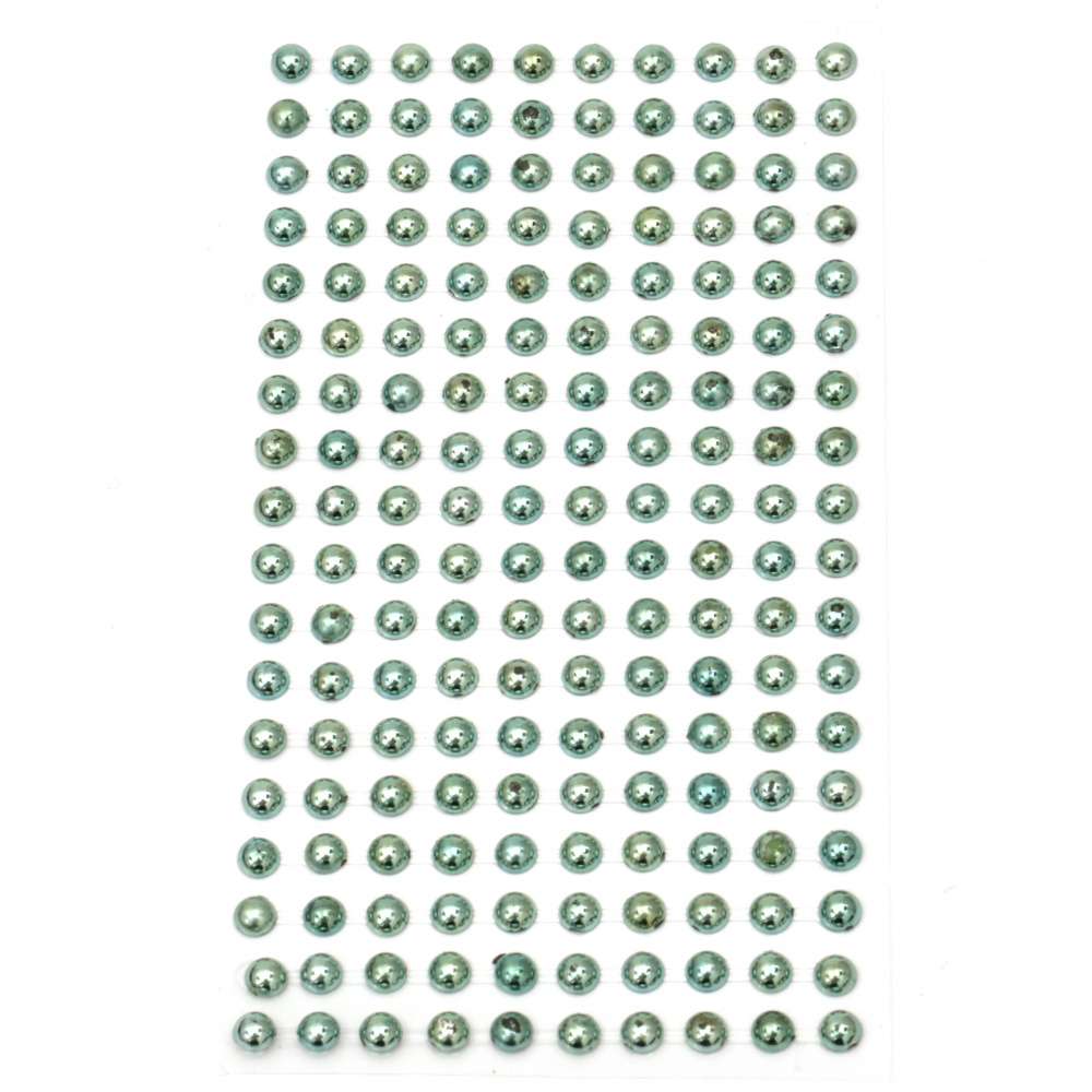 Самозалепващи перли полусфери метализе 6 мм тюркоаз - 180 броя