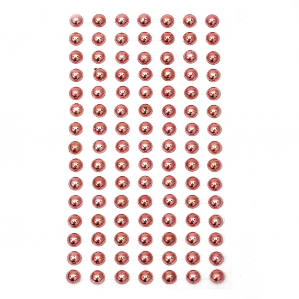 Самозалепващи перли полусфери метализе 8 мм розово светло - 105 броя