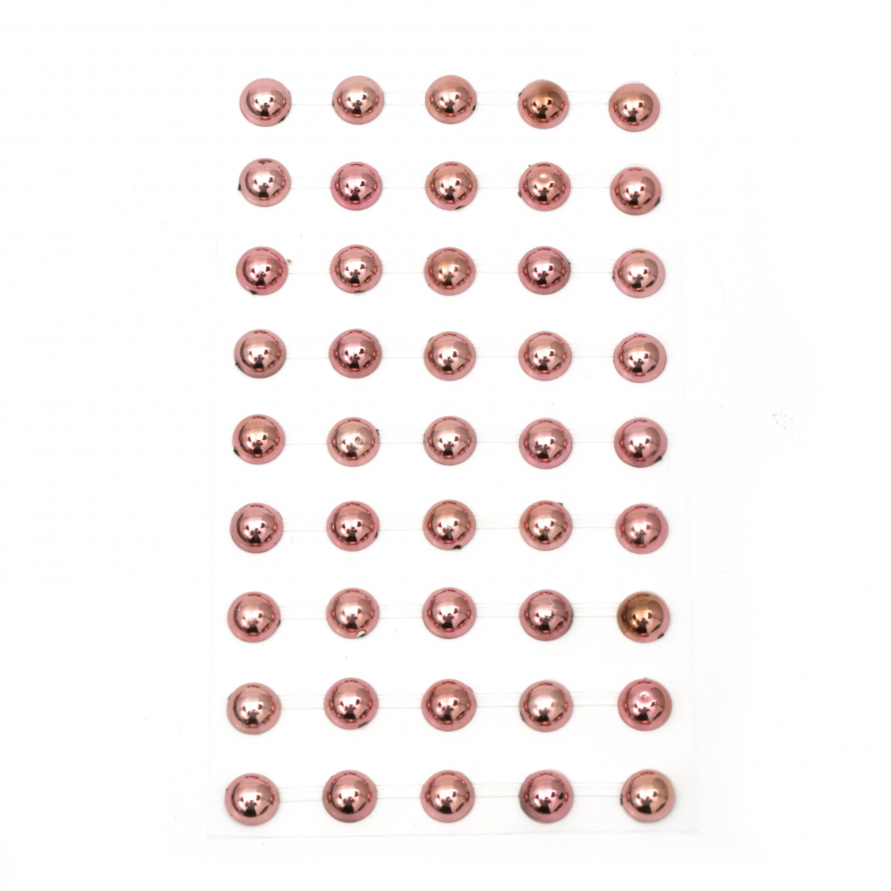 Self-adhesive pearls hemispheres metallized 10 mm pink light - 45 pieces