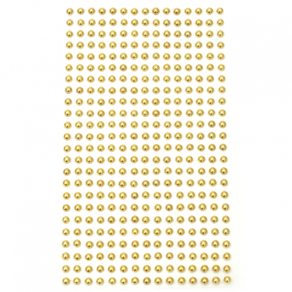 Самозалепващи перли полусфери метализе 4 мм цвят злато - 360 броя