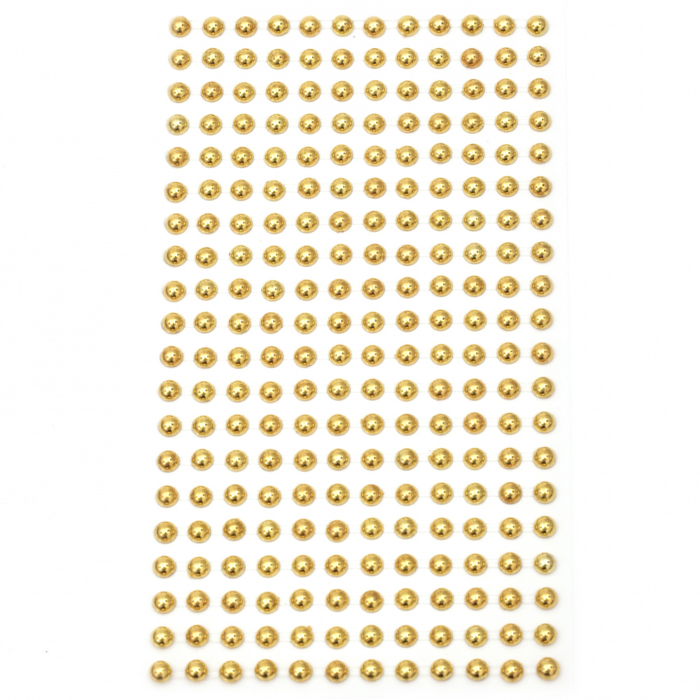 Αυτοκόλλητα μαργαριτάρια ημισφαίρια μεταλλικά σε 5 mm χρυσό - 240 τεμάχια