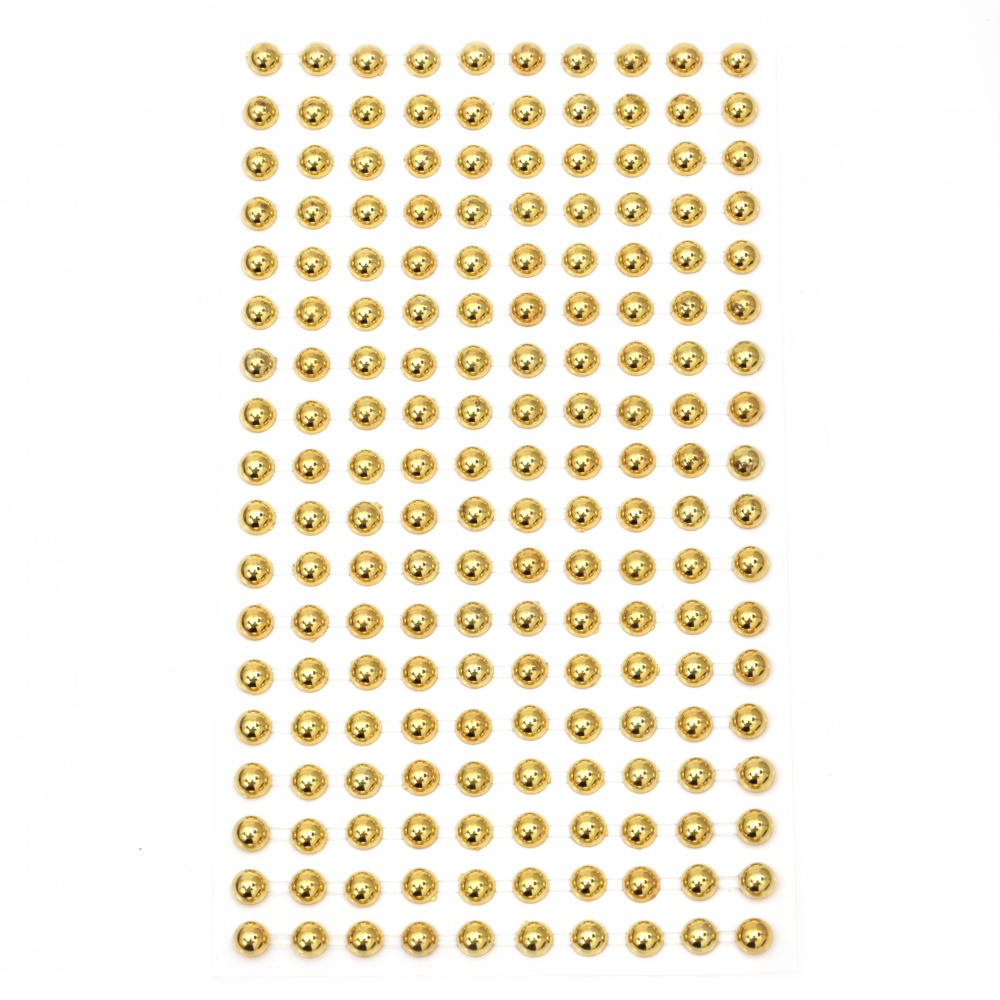 Самозалепващи перли полусфери метализе 6 мм цвят злато - 180 броя