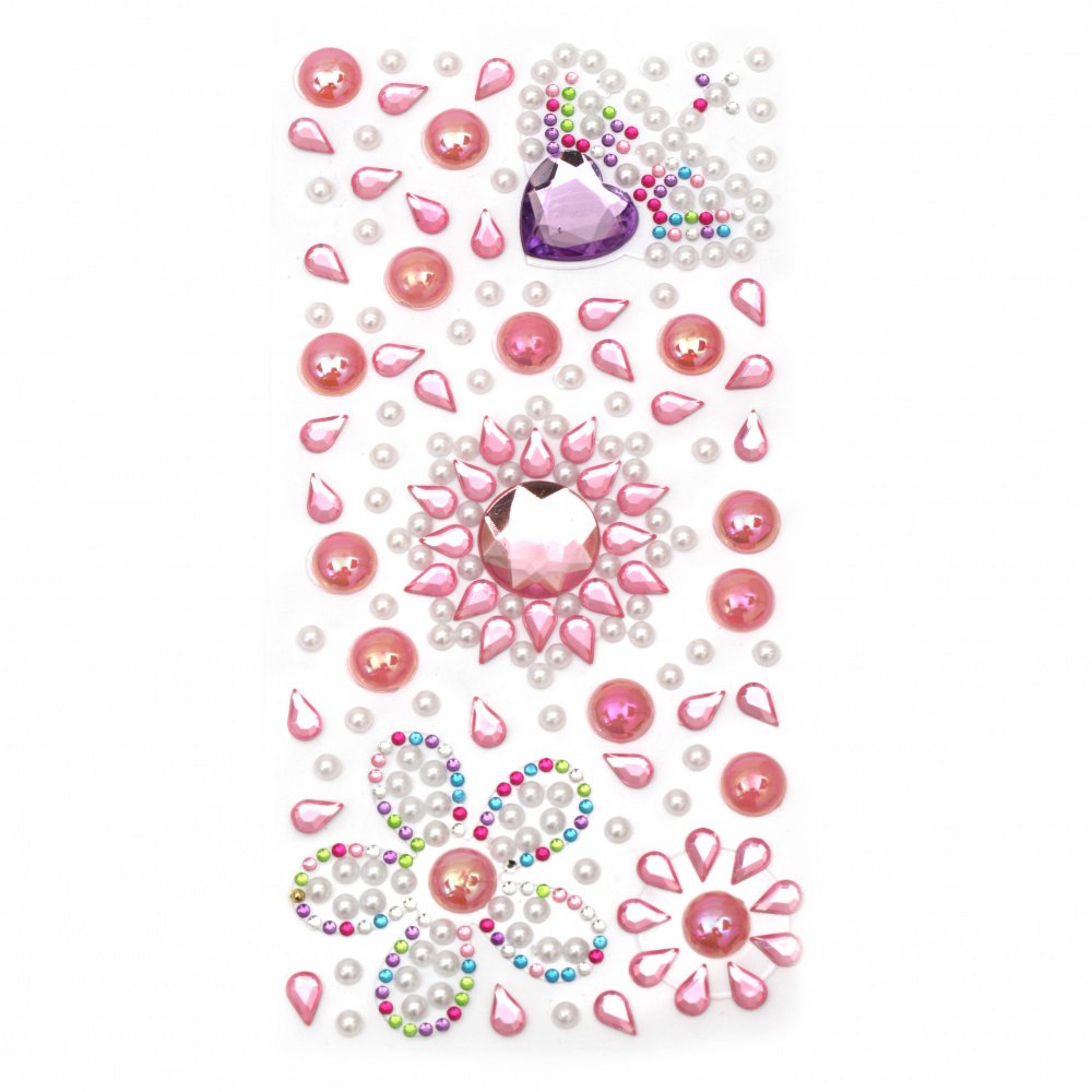 Self-adhesive stones acrylic and pearl 2 ± 18 mm pink