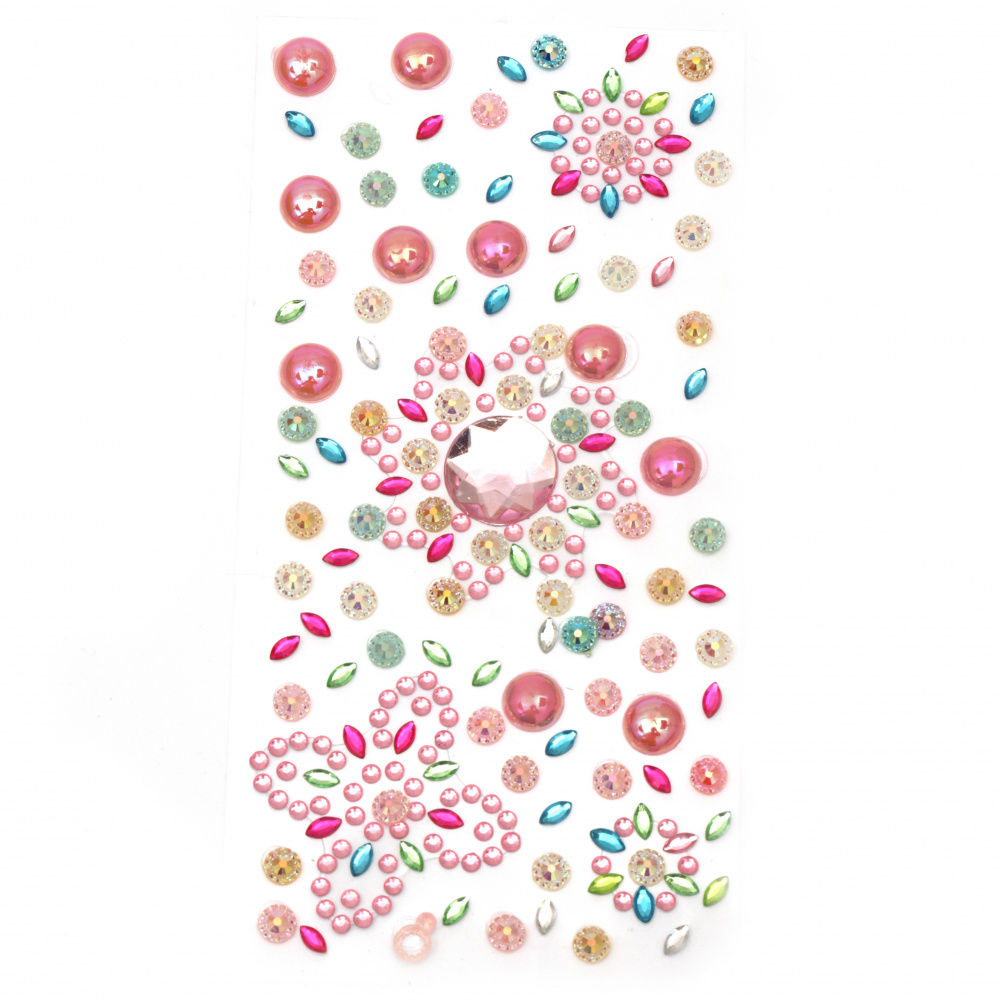 Self-adhesive stones acrylic and pearl 3 ± 18 mm pink
