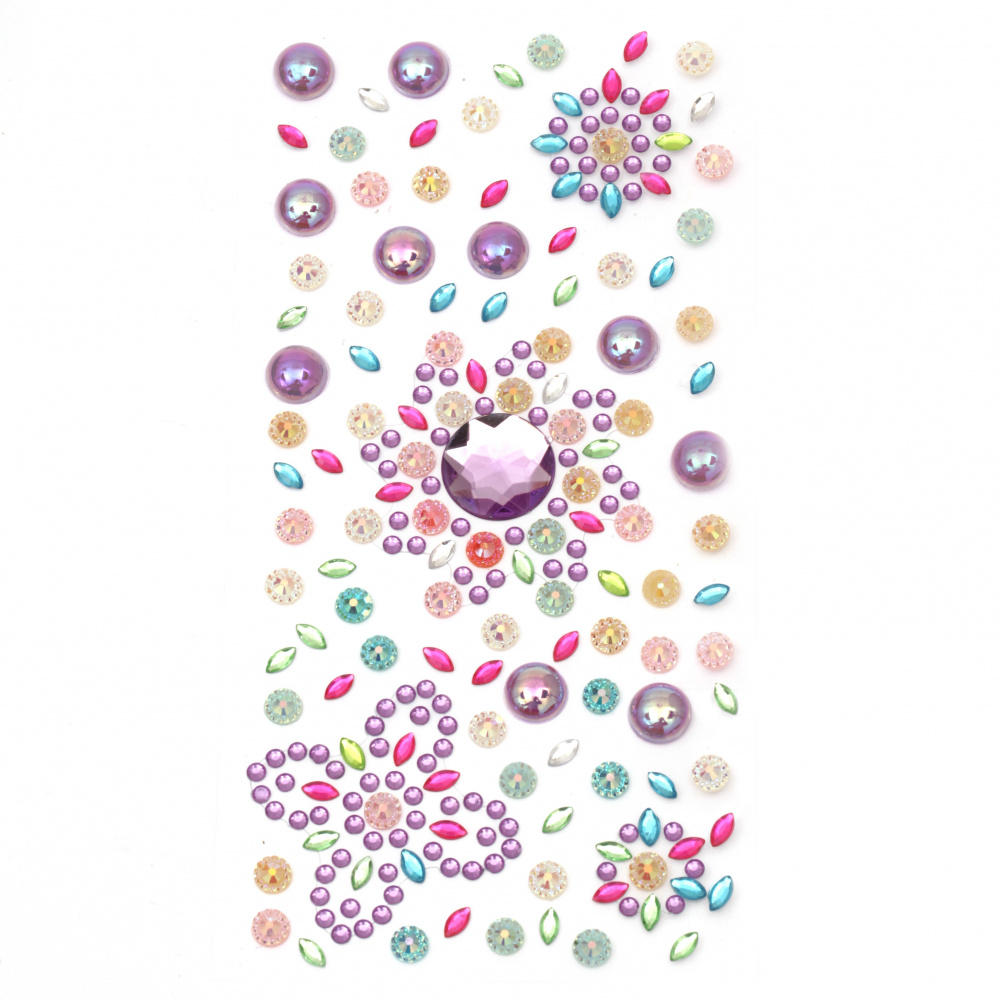 Self-adhesive stones acrylic and pearl 3 ± 18 mm purple