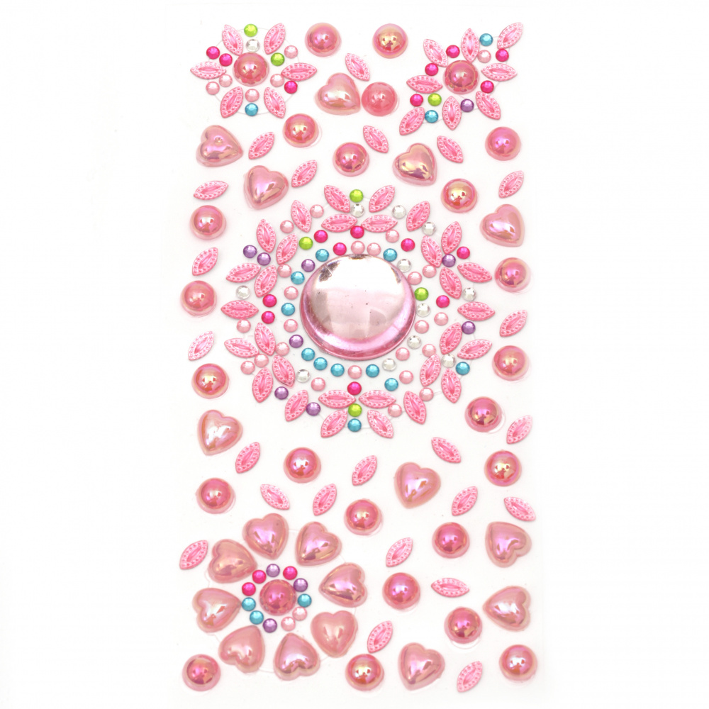 Самозалепващи камъни акрил и перла 3±25 мм розови