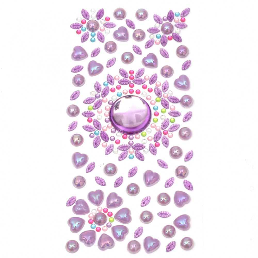 Self-adhesive stones acrylic and pearl 3 ± 25 mm purple