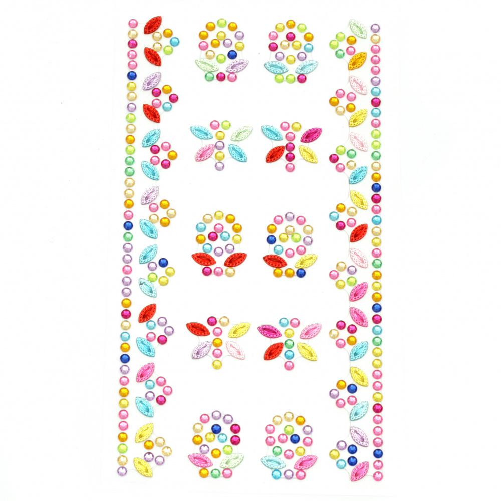 Self-adhesive stones acrylic Flowers and butterflies colored