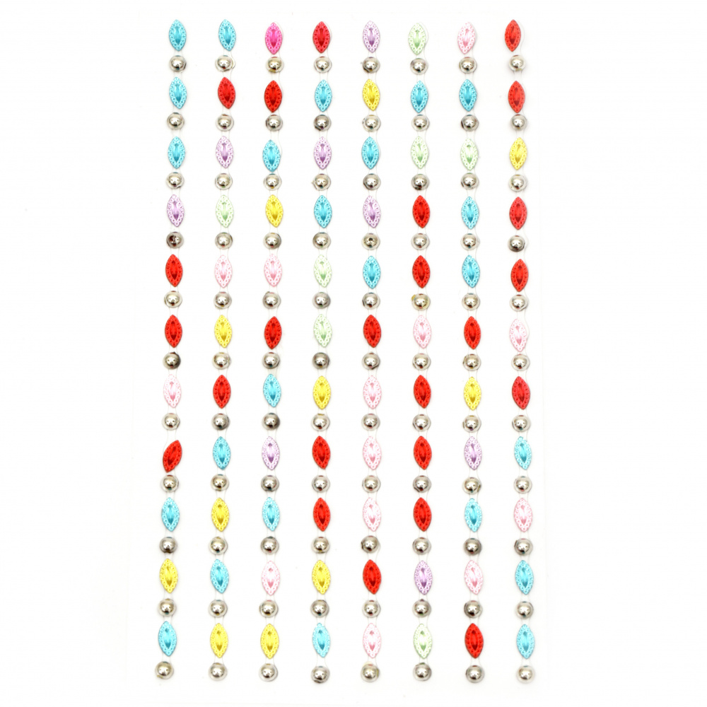 Self-adhesive stones acrylic and pearl colored and silver color