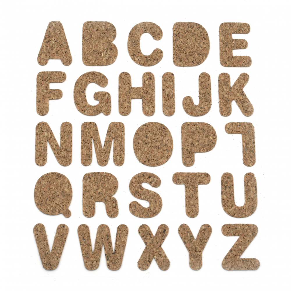 Adhesive cork stickers 20x25 mm Letters