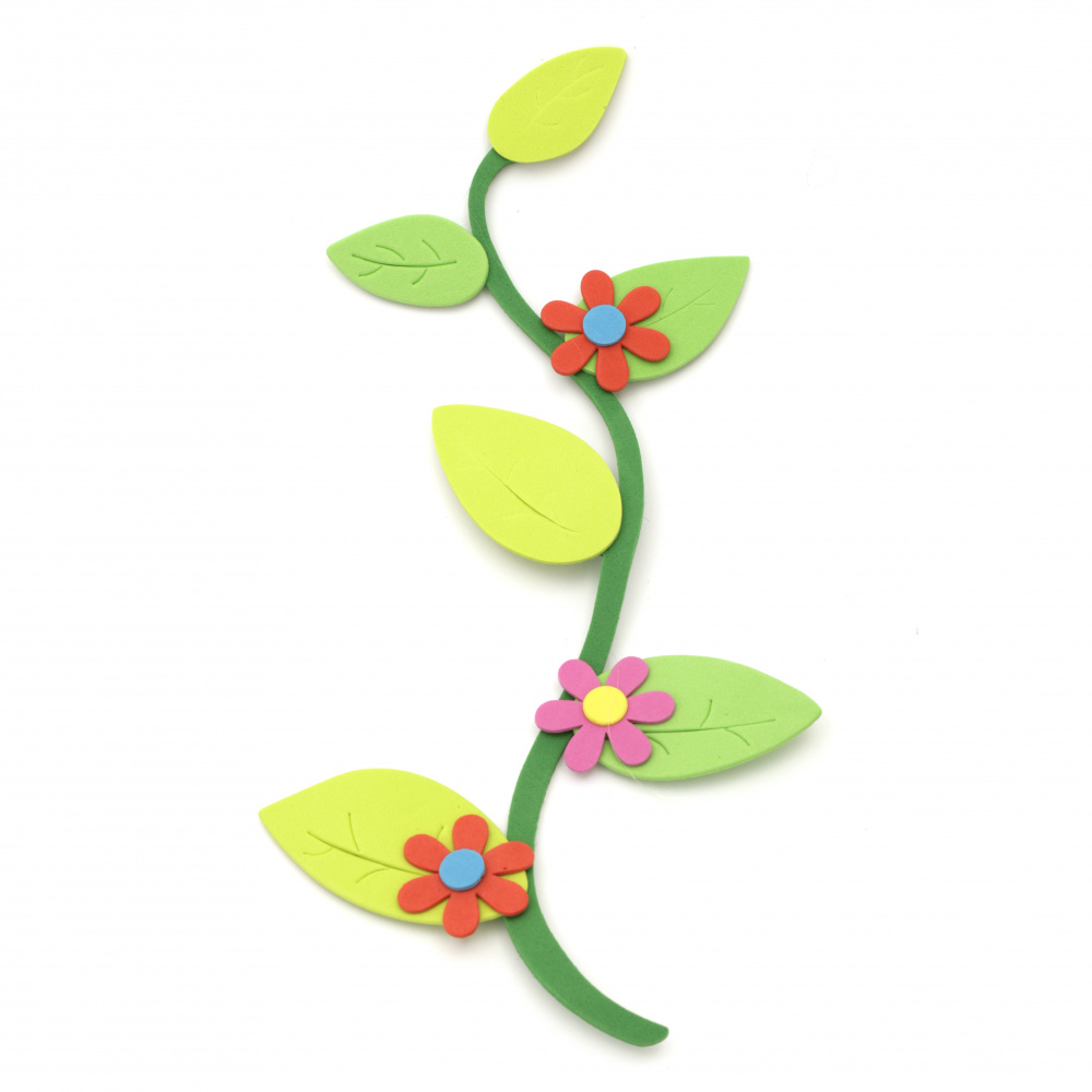 Foam Branch with flowers /EVA foam material/ 130x260 mm - 6 pieces