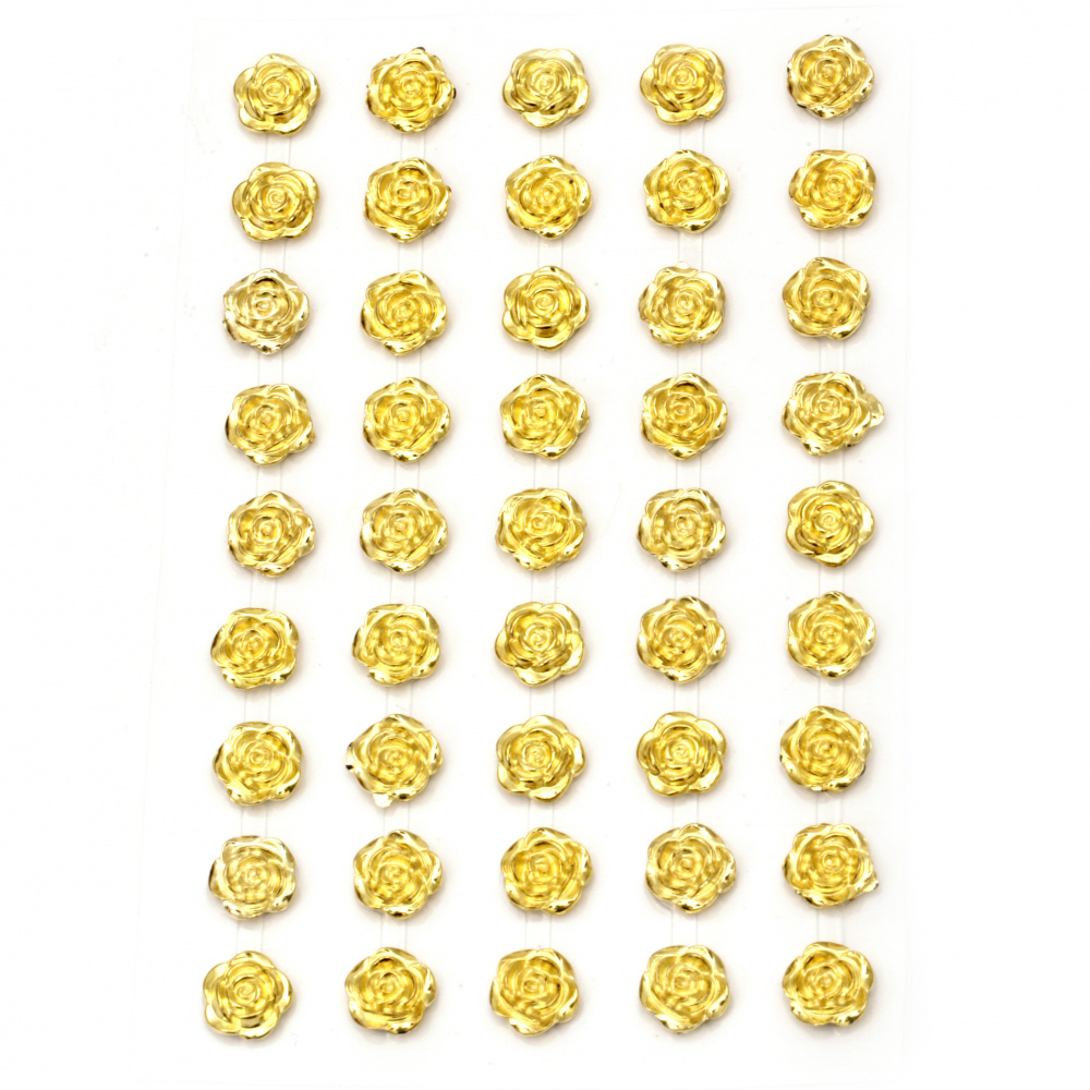 Αυτοκόλλητα περλέ λουλούδια 10 mm χρυσό - 45 τεμάχια