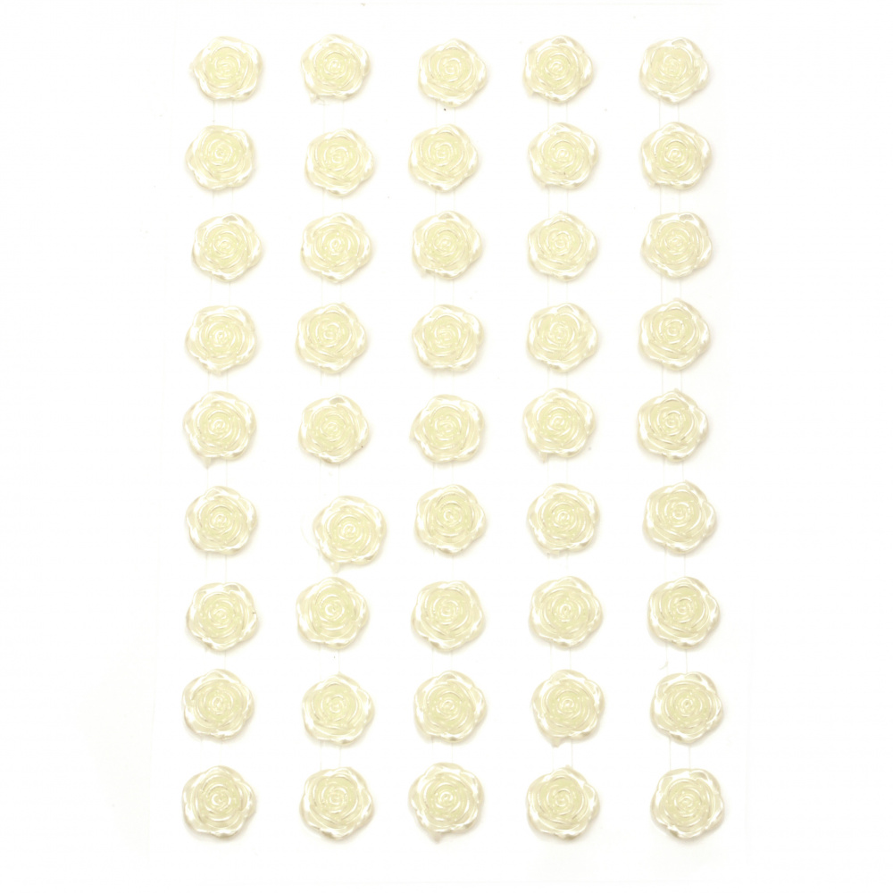 Самозалепващи перли цвете 10 мм бели - 45 броя