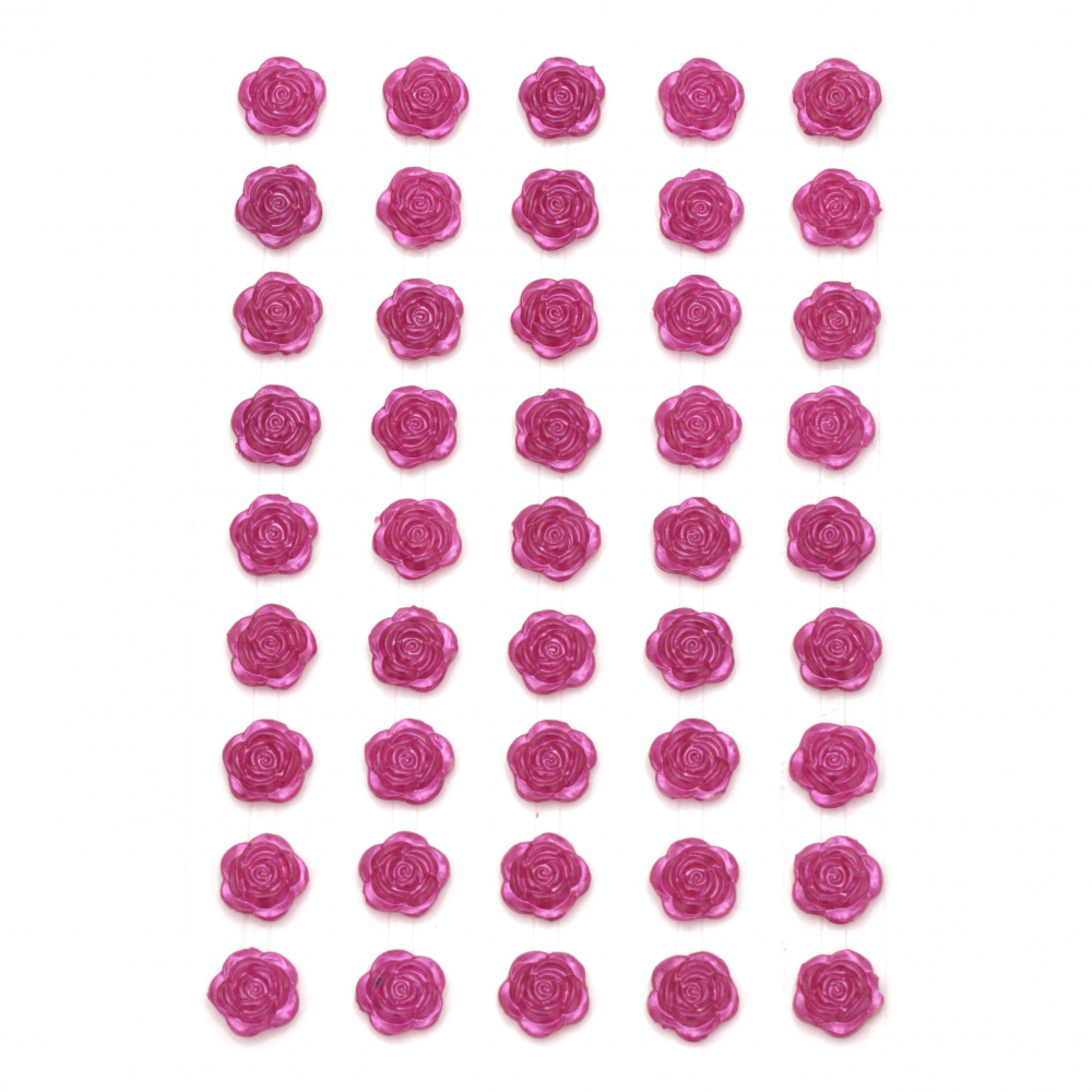 Самозалепващи перли цвете 10 мм цикламени - 45 броя