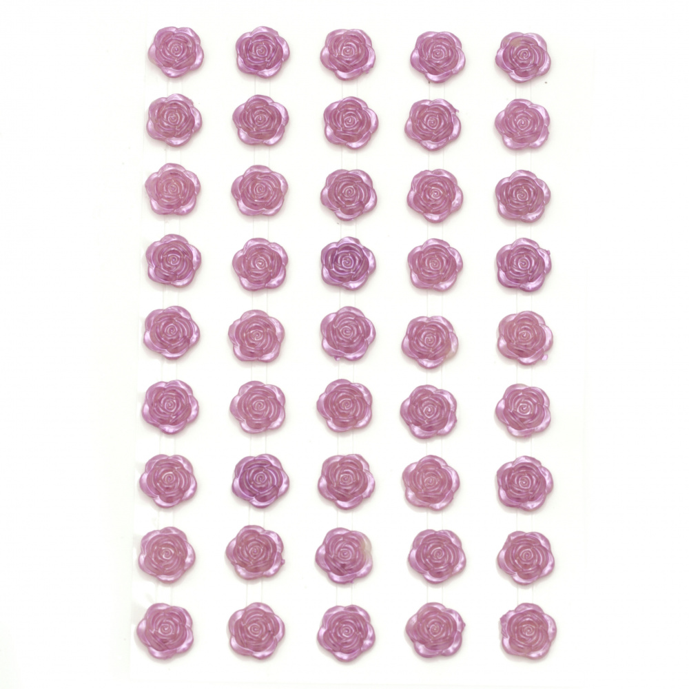 Self-adhesive flower  pearls 10 mm purple - 45 pieces