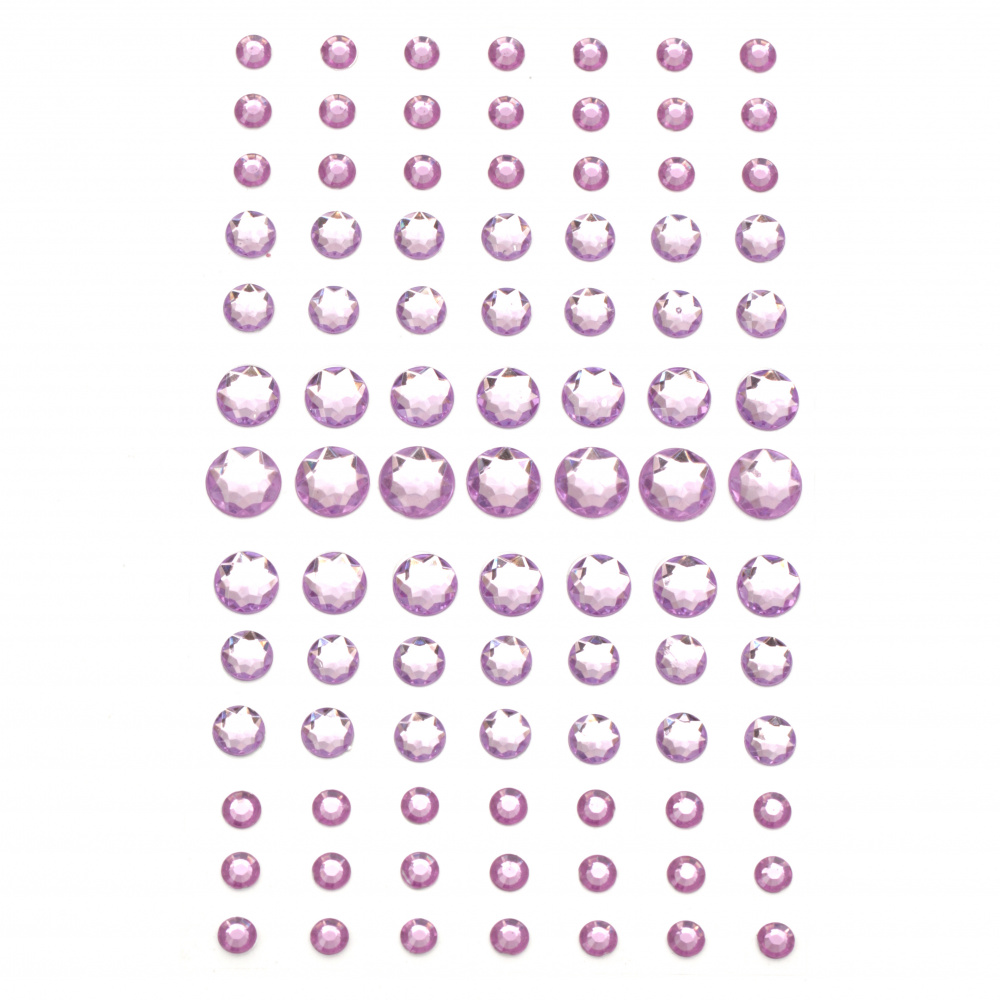 Self-adhesive stones acrylic 5 ± 11 mm purple - 91 pieces