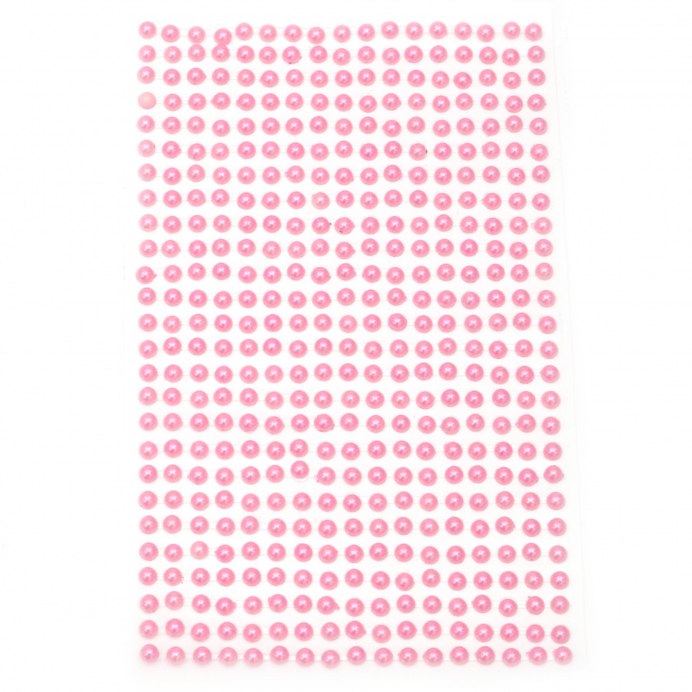 Самозалепващи перли полусфери 4 мм розови - 442 броя