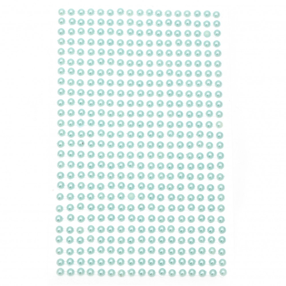 Self-adhesive pearls hemispheres 4 mm turquoise - 442 pieces
