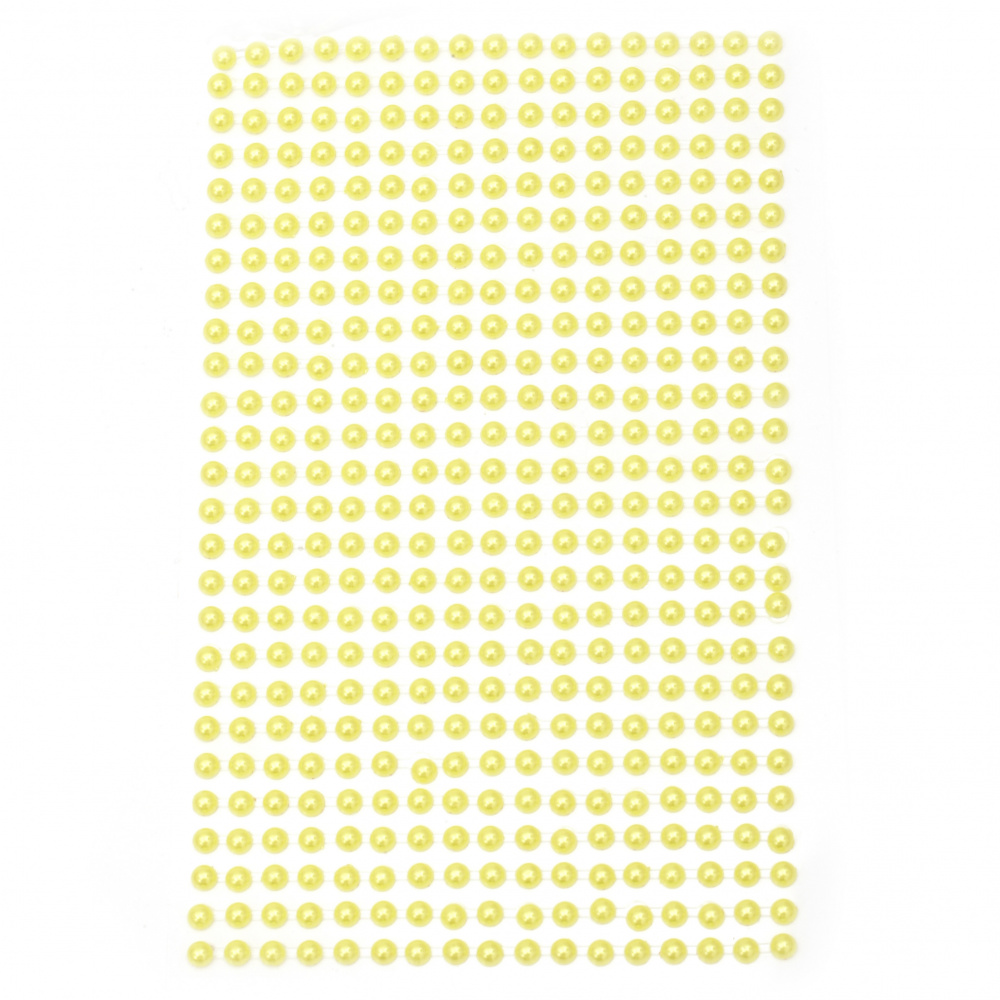 Самозалепващи перли полусфери 4 мм жълти - 442 броя