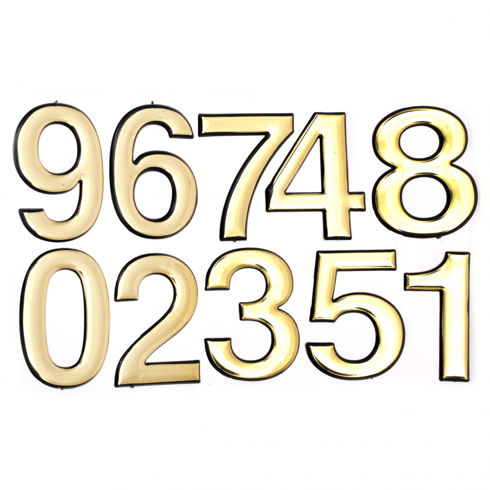Adhesive stickers 95 mm numbers color gold - 10 pieces