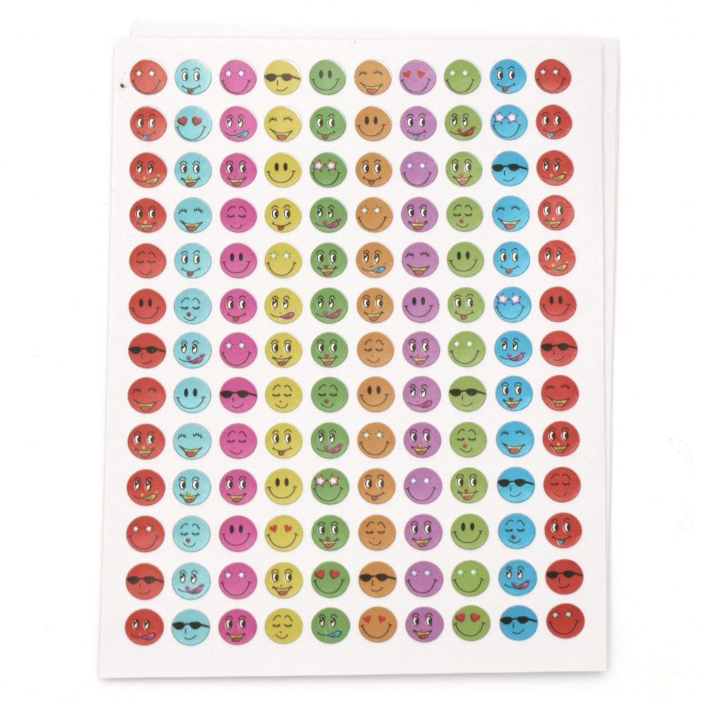 Adhesive stickers 7 mm smiles mix 10 sheets x 130 pieces