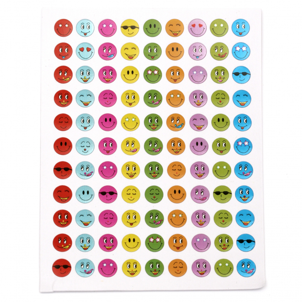 Adhesive stickers 8 mm smiles mix 10 sheets x 99 pieces