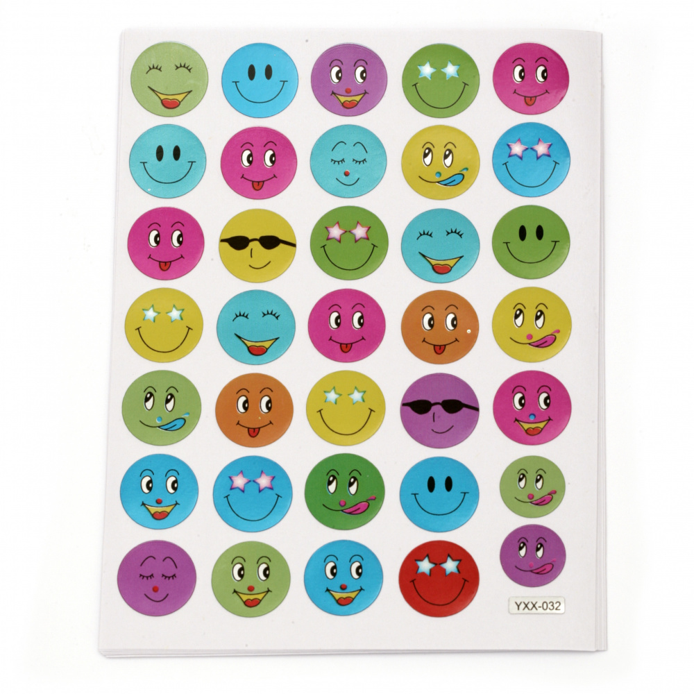 Adhesive stickers 15 mm smiles mix 10 sheets x 35 pieces