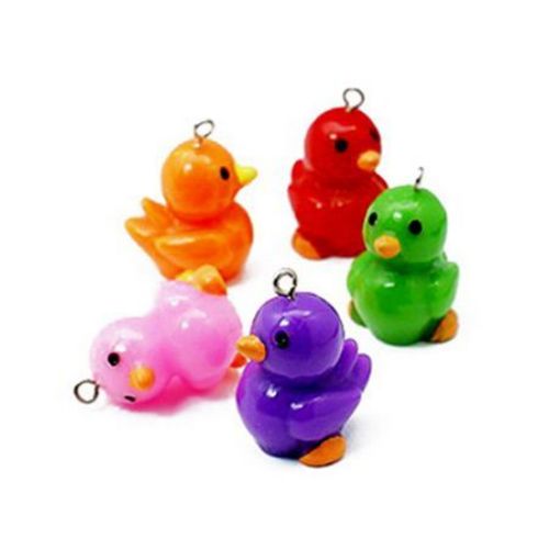 Resin duck pendant  28x22x17 mm hole 1.5 mm mix