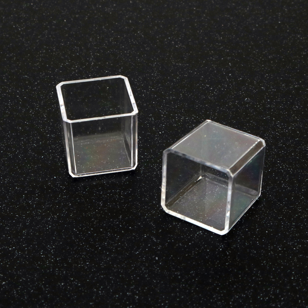 Plastic Box/Cube Decoration Element 24x25 mm Transparent with One Opening 21x21 mm - 2 Pieces