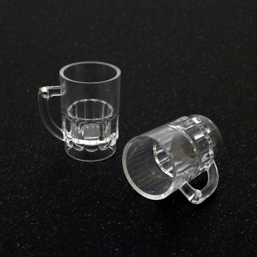 Plastic Pendant Transparent Cup/Mug for Decoration 30x33x23 mm Hole 2 mm - 2 Pieces