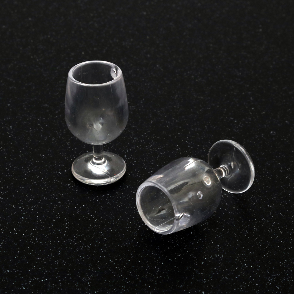 Plastic Pendant Transparent Cup for Decoration 21x38 mm Hole 3 mm - 2 Pieces